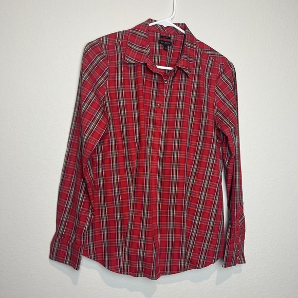 Talbots Tops - Talbots Shirt Womens 2 Red Plaid Button Front Long Sleeve Non Iron Stretch Top